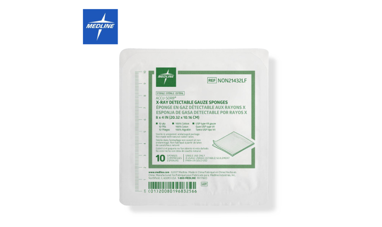 Medline Sterile 100% Cotton X-ray Detectable Gauze Sponges