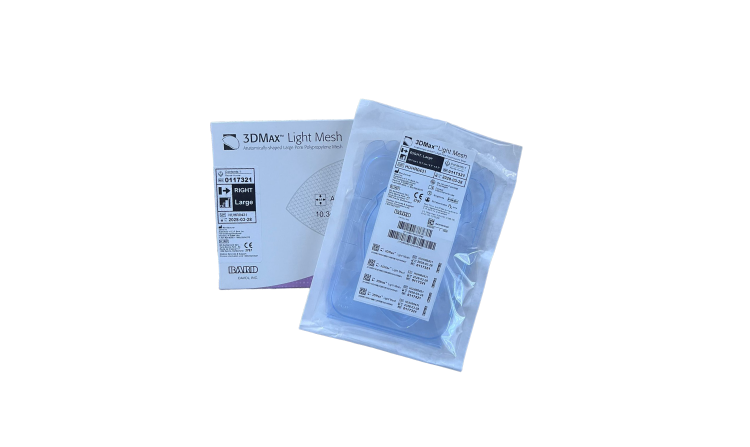 Hernia Mesh Polypropylene 3D Max Light 10.3cm x15.7cm Right